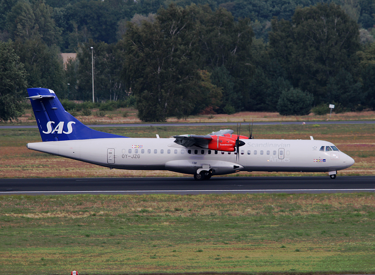 SAS ATR-72-600 OY-JZG nach der Landung in Berlin-Tegel am 13.09.2015