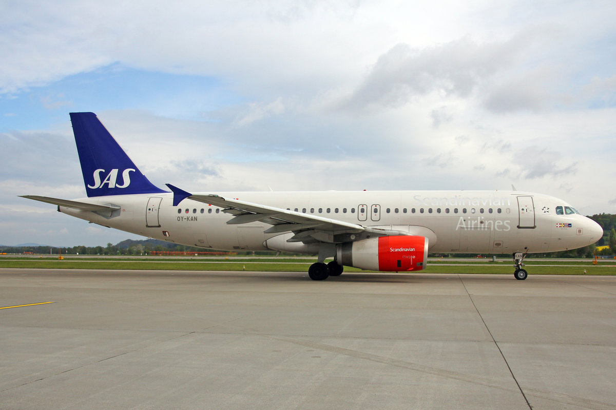 SAS Scandinavian Airlines, OY-KAN, Airbus A320-232,  Refil Viking  , 17.April 2017, ZRH Zürich, Switzerland.