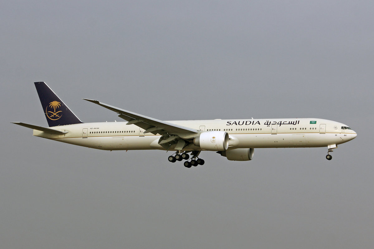 Saudia Arabian Airlines, HZ-AK44, Boeing 777-3368ER, msn: 62764/1501, 21.Januar 2019, ZRH Zürich, Switzerland.