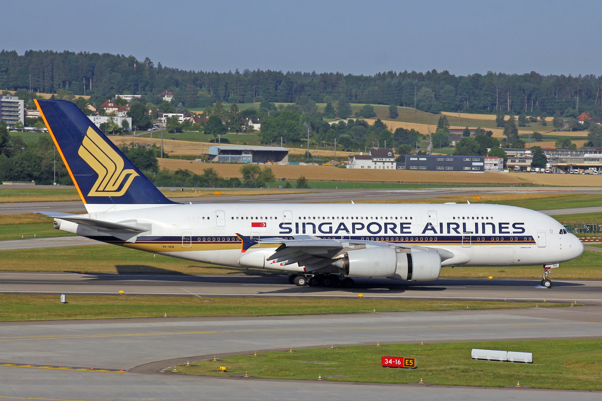 Singapore Airlines, 9V-SKQ, Airbus A380-841, 08.Juli 2017, ZRH Zürich, Switzerland.