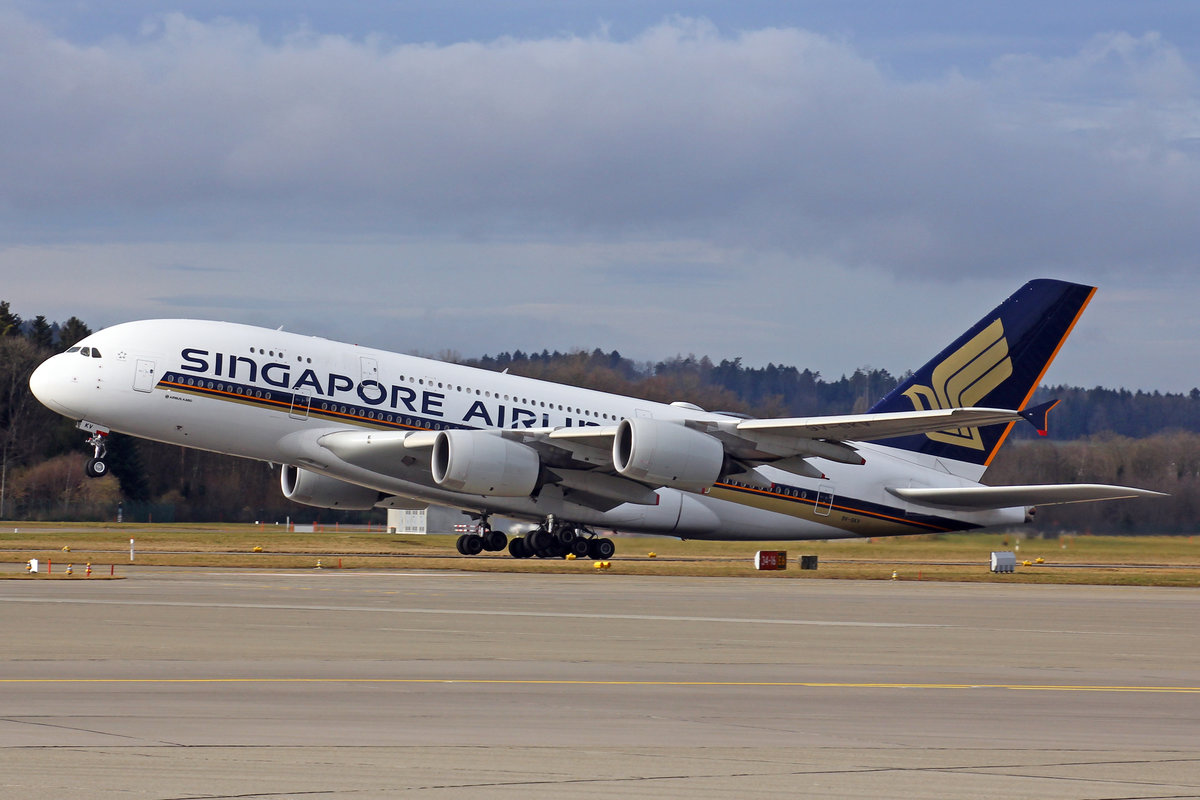 Singapore Airlines, 9V-SKV, Airbus A380-841, msn: 247, 01.Februar 2020, ZRH Zürich, Switzerland.