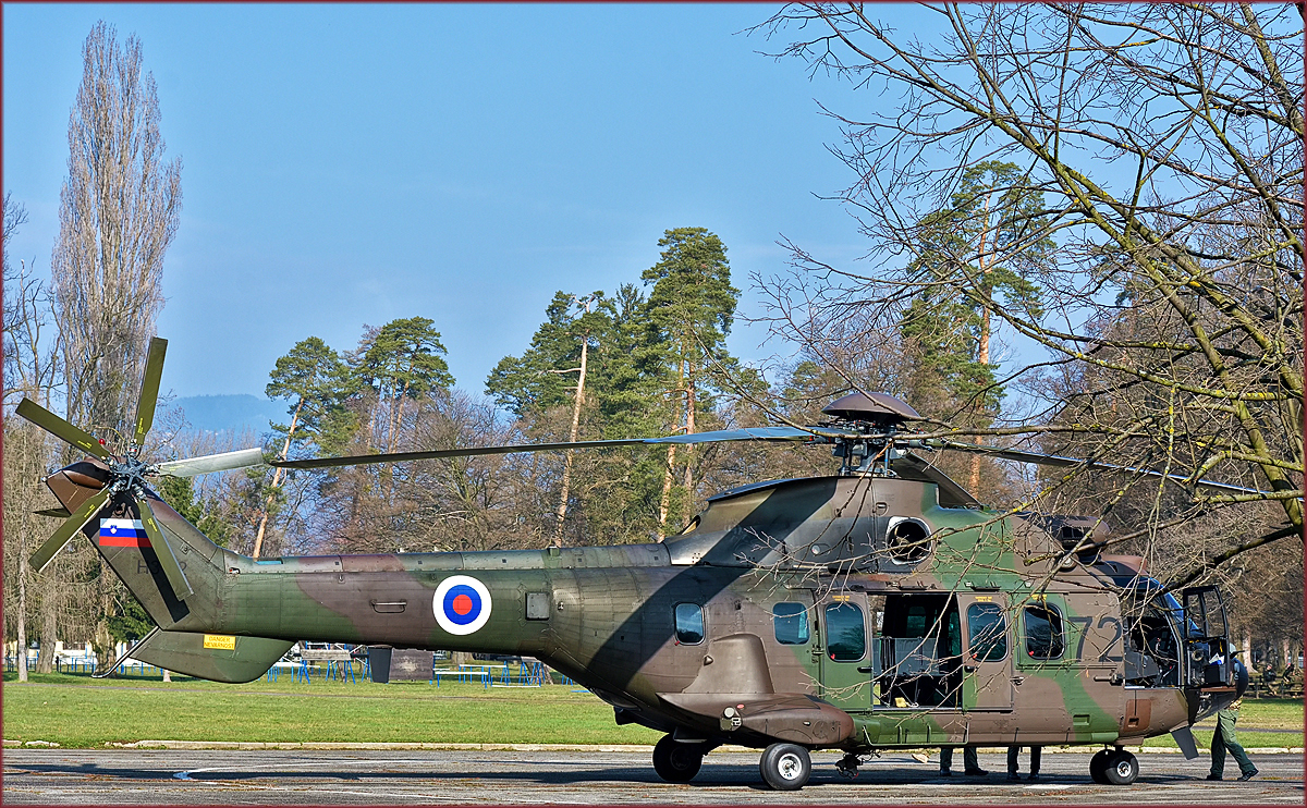 Slovenian Air Force H3-72; Eurocopter AS-532 Cougar; Maribor Kaserne; 28.3.2018