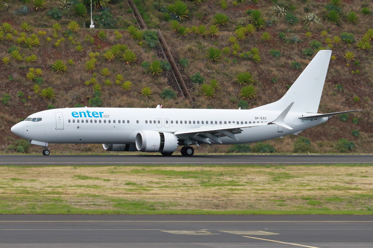 SP-EXC, Enter Air, Boeing 737-8 MAX, Serial #: 44624. Funchal, Cristiano Ronaldo Airport, Madeira - LPMA, Portugal, 17.06.2023.