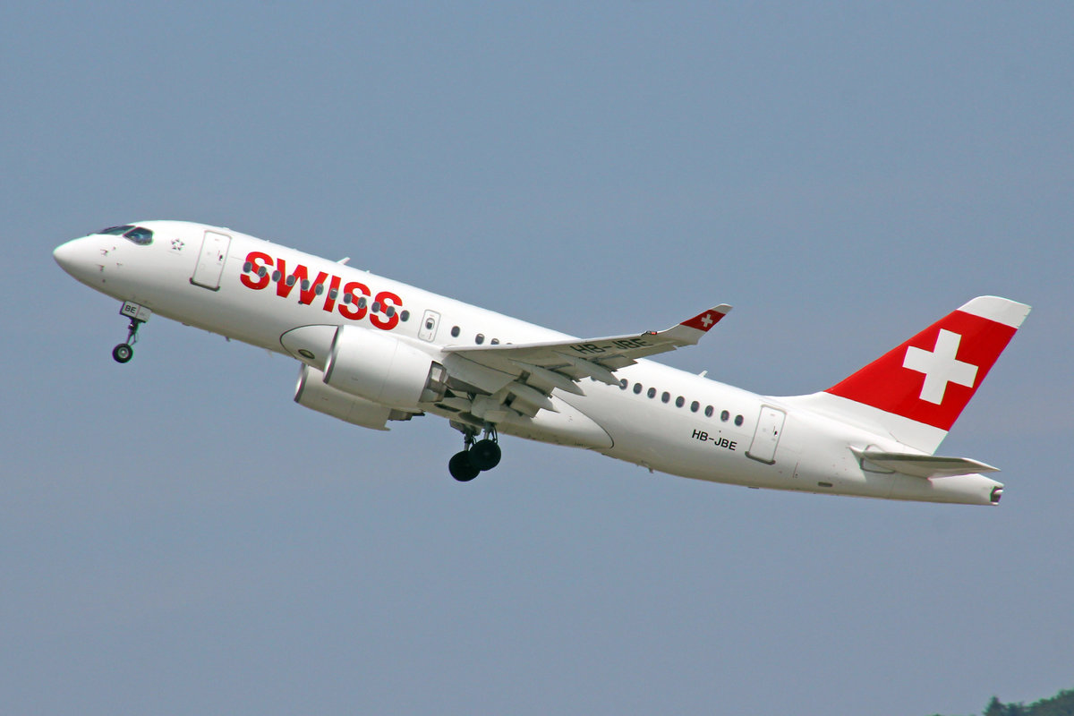SWISS Global Air Lines, HB-JBE, Bombardier CS-100, 21.Juli 2017, ZRH Zürich, Switzerland.