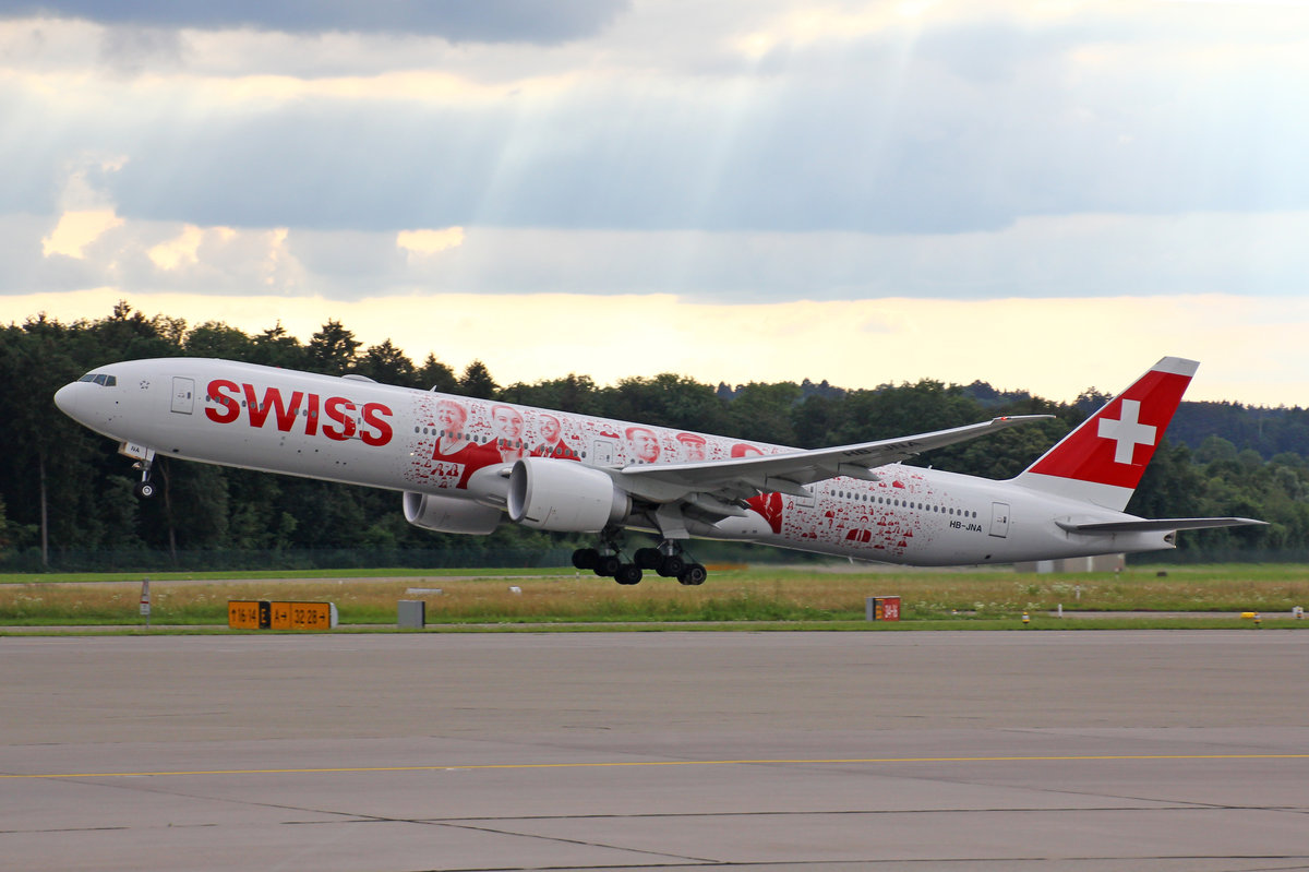 SWISS Global Air Lines, HB-JNA, Boeing 777-3DEER,  Faces of SWISS , 15.Juli 2016, ZRH Zrich, Switzerland.