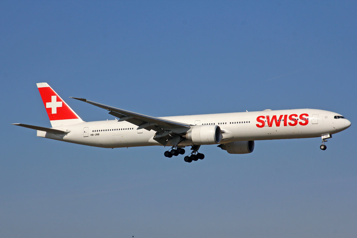SWISS Global Air Lines, HB-JNB, Boeing777-3DEER, msn: 44583/1383, 24.März 2018, ZRH Zürich, Switzerland.