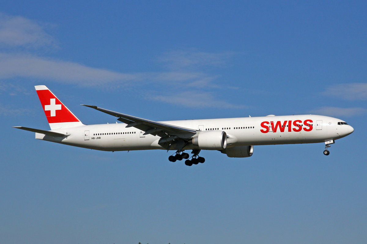 SWISS Global Air Lines, HB-JNB, Boeing 777-3DEER, 29.September 2016, ZRH Zürich, Switzerland.