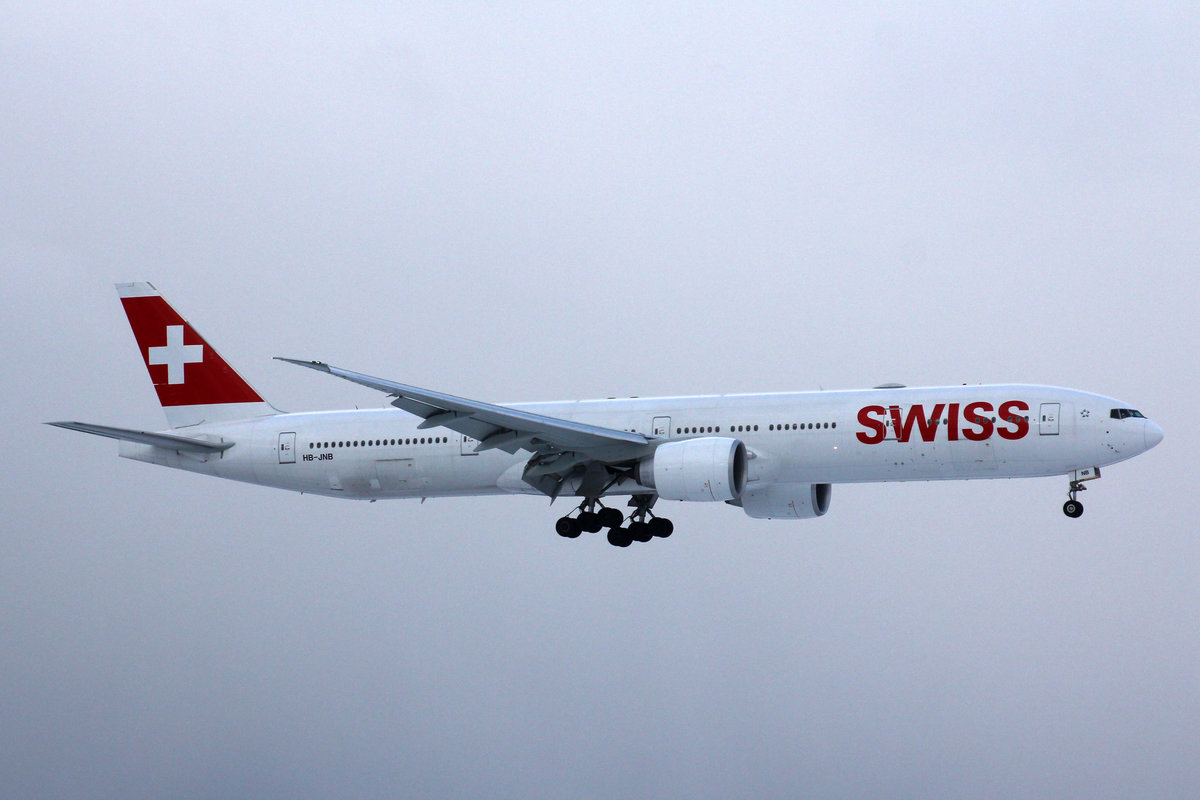 SWISS Global Air Lines, HB-JNB, Boeing 777-3DEER, 16.Januar 2017, ZRH Zürich, Switzerland.