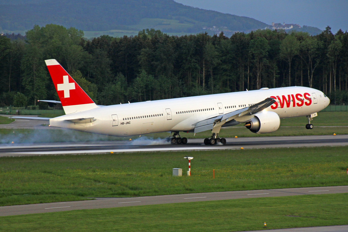 SWISS Global Air Lines, HB-JNC, Boeing 777-3DEER, 16.Mai 2016, ZRH Zrich, Switzerland.