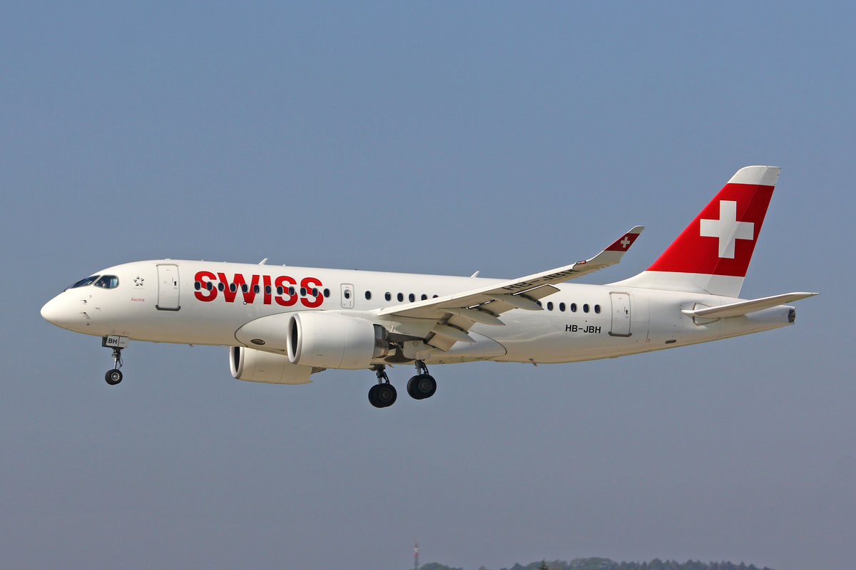 SWISS International Air Lines, HB-JBH, Bombardier CS-100, msn: 50017,  Ascona , 05.September 2018, ZRH Zürich, Switzerland.