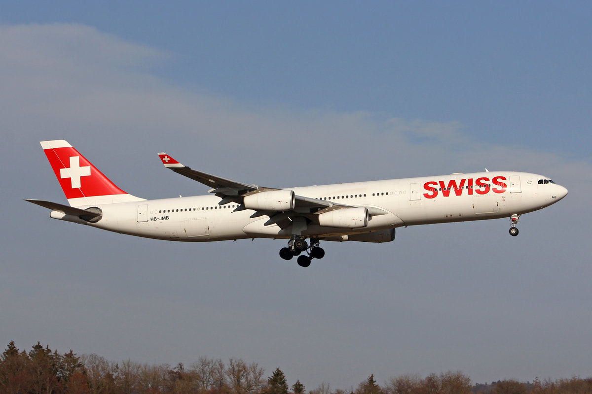 SWISS International Air Lines, HB-JMB, Airbus A340-313X, msn: 545,  Zürich , 21.Februar 2019, ZRH Zürich, Switzerland.