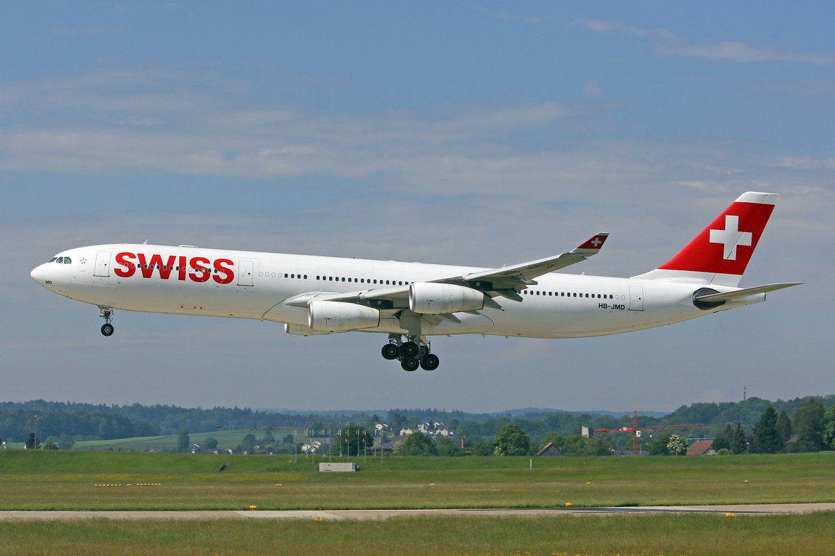 SWISS International Air Lines, HB-JMD, Airbus A340-313X, msn: 556,  Liestal , 21.Mai 2018, ZRH Zürich, Switzerland.