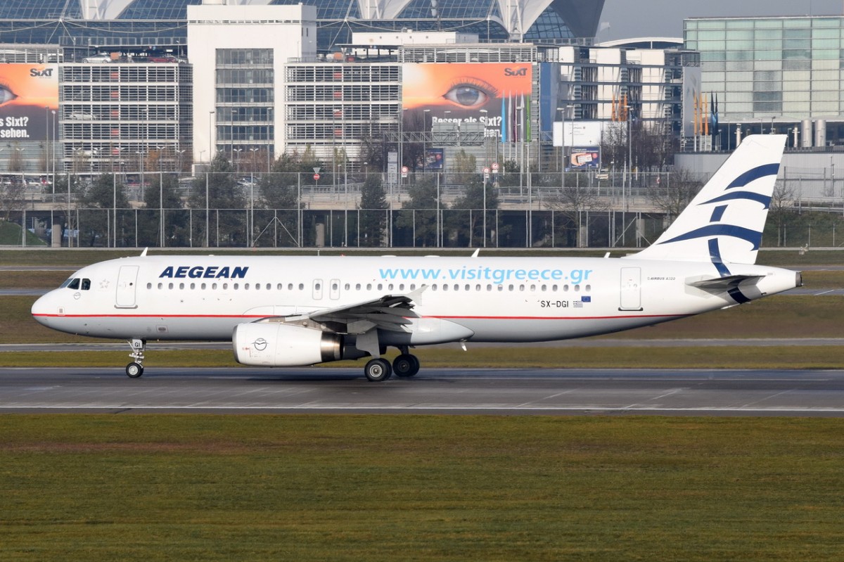 SX-DGI Aegean Airlines Airbus A320-232   am 11.12.2015 in München beim Start