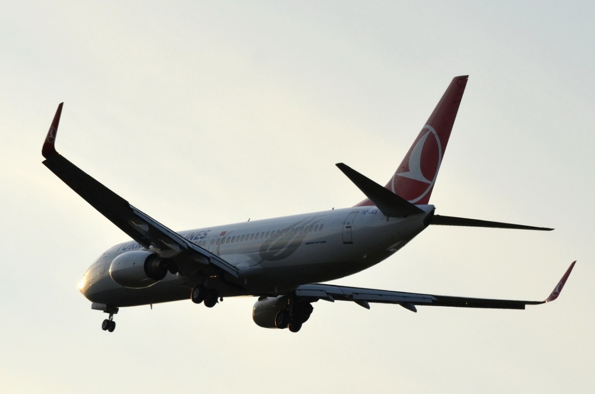 TC-JGS Turkish Airlines Boeing 737-8F2(WL)   beim Landeanflug München am 11.09.2015