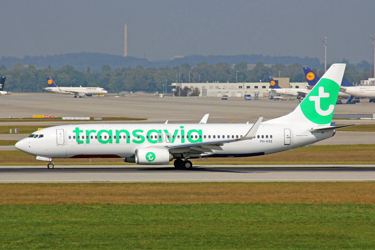Transavia, PH-HXE, Boeing 737-8K2, 25.September 2016, MUC München, Germany.