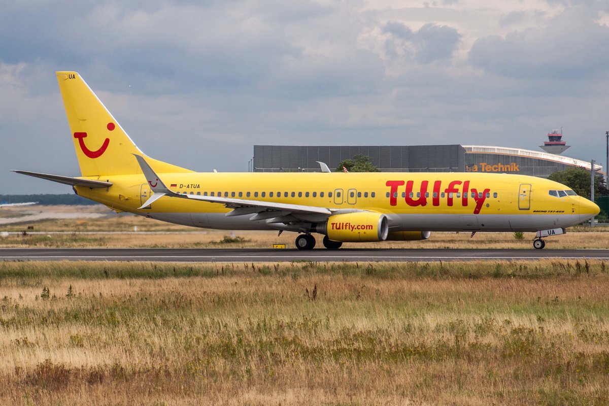 TUIfly (X3-TUI), D-ATUA, Boeing, 737-8K5 sswl (gelbe X3-Lkrg.), 10.07.2017, FRA-EDDF, Frankfurt, Germany 