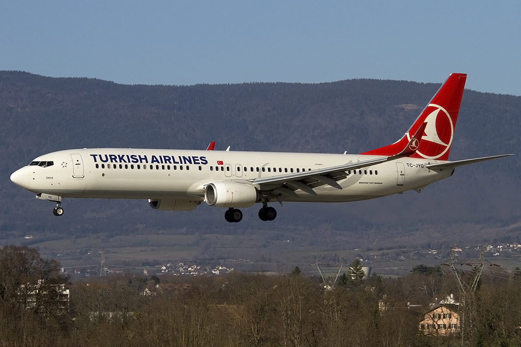 Turkish Airlines, TC-JYG, Boeing, B737-9F2-ER, 13.01.2015, GVA, Geneve, Switzerland 



