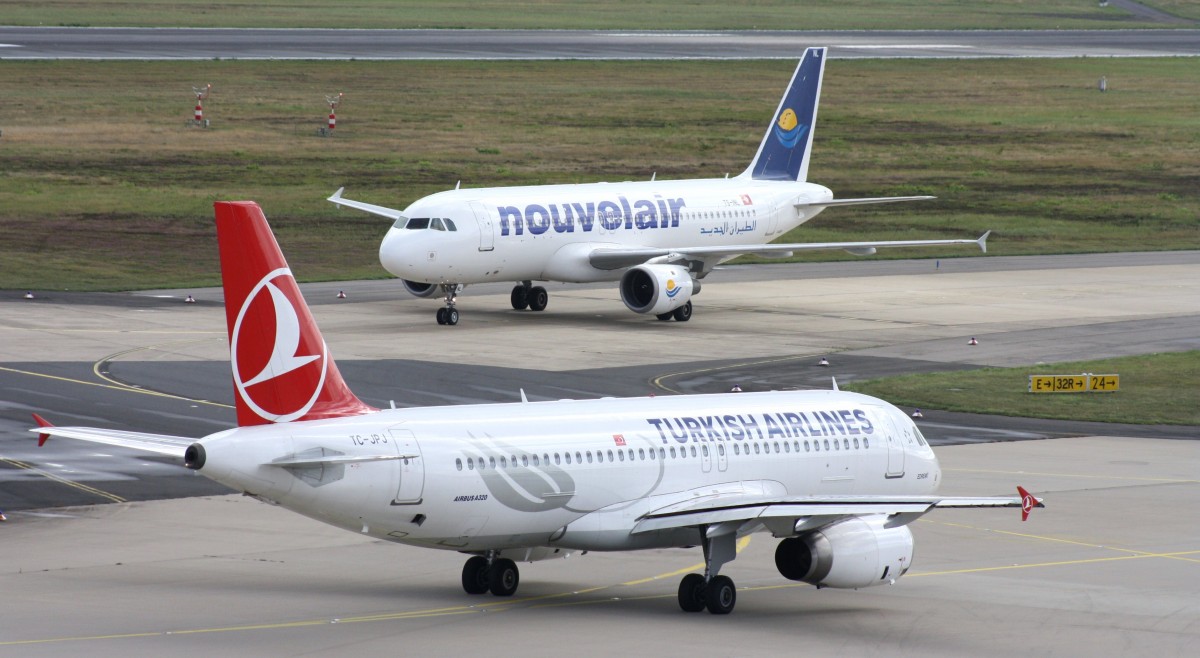Turkish Airlines,TC-JPJ,(c-n3239),Airbus A320-232,09.09.2013,CGN-EDDK,Kln-Bonn,Germany(hinten:Nouvelair Tunisie,TS-INL,A320-212)