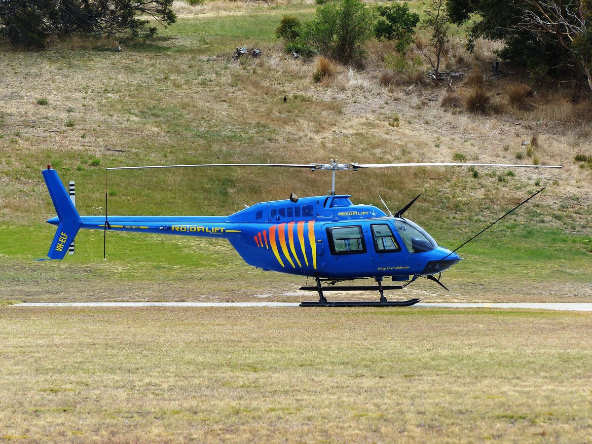 VH-ELF, Bell 206 Jet Ranger III, Rotorlift Aviation, Hobart Airport (HBA), 13.1.2018