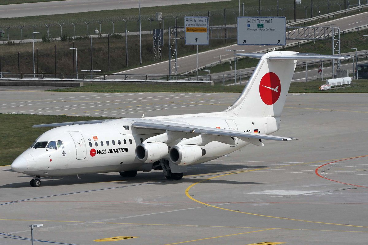 WDL Aviation (opf EasyJet), D-AMGL, British Aerospace BAe (Avro), 146-200 (RJ-85), MUC-EDDM, Mnchen, 05.09.2018, Germany