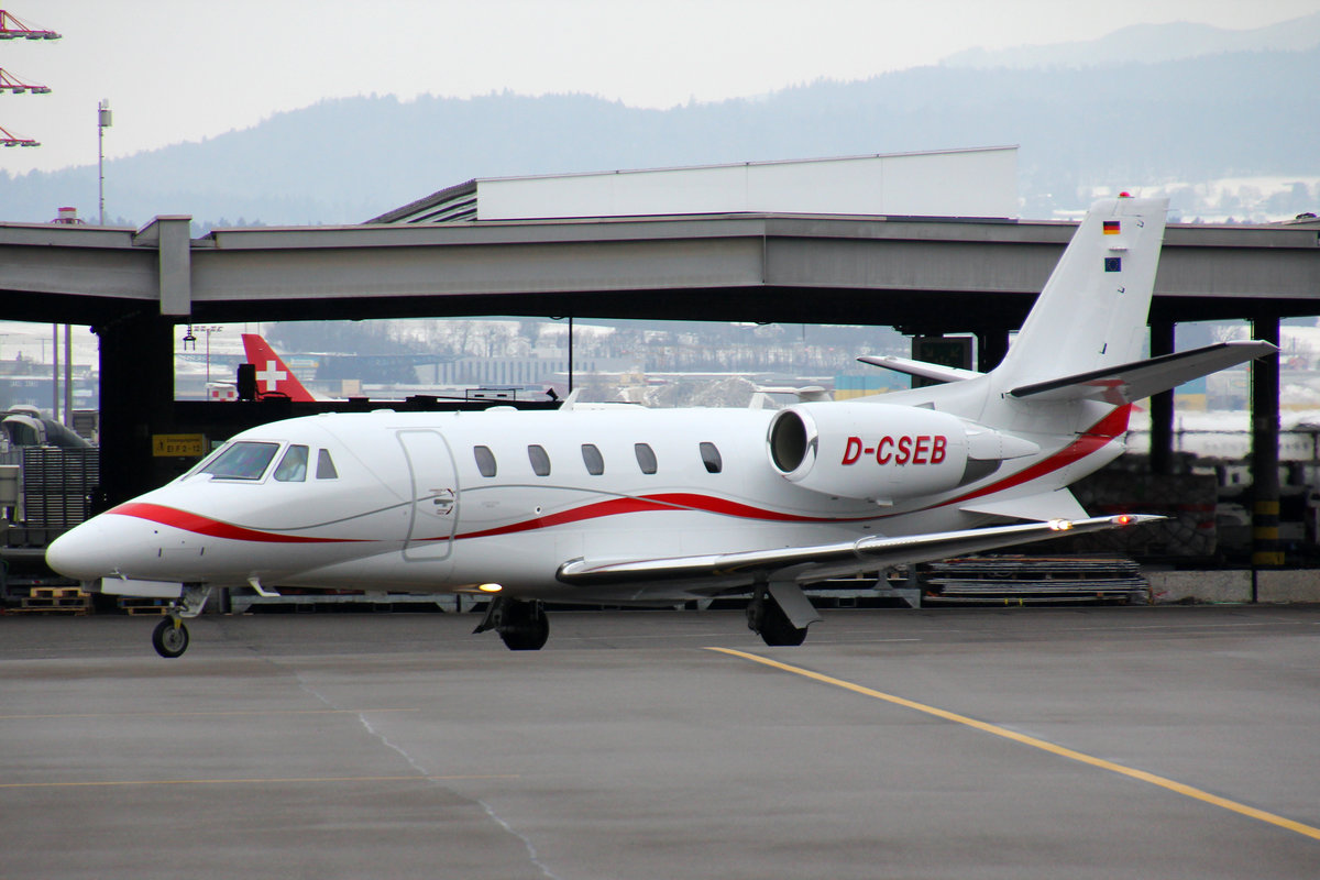 Würth Aviation, D-CSEB, Cessna 560XLS, 18.Januar 2017, ZRH Zürich, Switzerland.