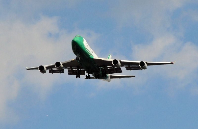 Boeing 747-400 bei Anflug auf Frankfurt am 30.08.2009 