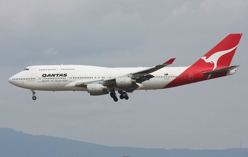 Landeanflug B747 Qantas in Frankfurt.

  