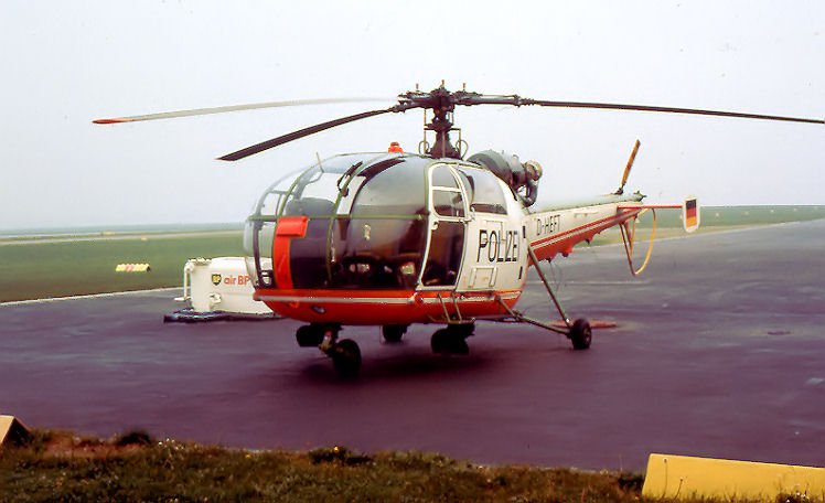 Alouette III der Polizei NRW in Dortmund-Wickede. Alte Aufnahme September 1972.