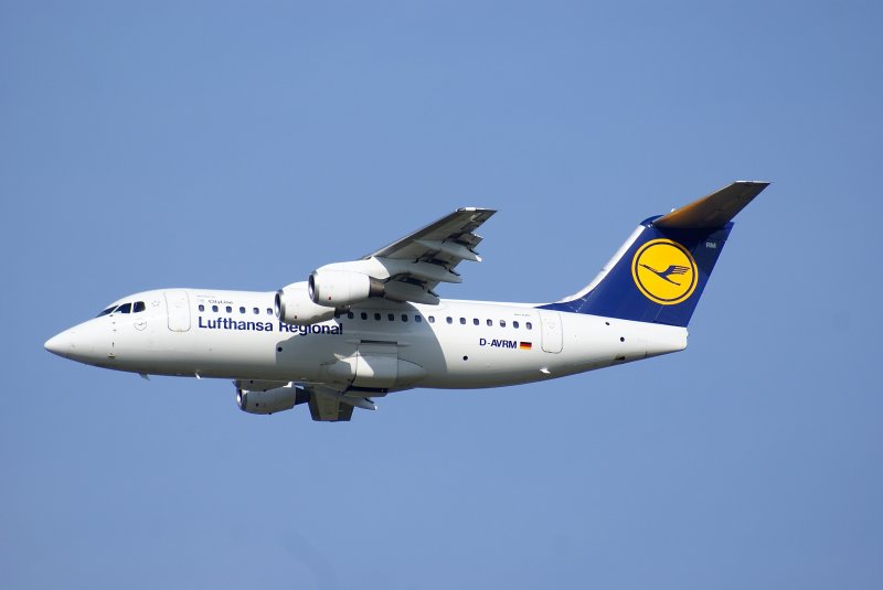 Avro Jet RJ85, Lufthansa, City Line, D-AVRM, aufgenommen am FJS - 28.09.08

