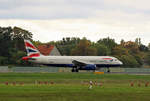 British Airways, Airbus A 320-232, G-EUUO, TXL, 11.10.2020