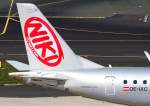 Niki, OE-IXC, Embraer, 190 LR (Seitenleitwerk/Tail), 02.04.2014, DUS-EDDL, Dsseldorf, Germany