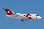 REGA Swiss Air Ambulance, HB-JWB, Bombardier Challenger 650, msn: 6105, 13.Februar 2021, ZRH Zürich, Switzerland.
