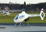 Gumbal Helicopters Cabri G2, D-HAIG in Bonn-Hangelar am 16.12.2013.
Dieser Hubschrauber ist am 04.02.2014 kurz nach dem Start von einer Wiese bei Langenfeld, direkt neben der A3, abgestürzt. Beide Insassen unverletzt. 