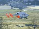 Ein Polizei NRW Eurocopter BK 117 beim Start in Dsseldorf am 27.12.2008.
