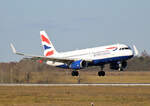 British Airways, Airbus A 320-232, G-EUYU, BER, 28.02.2023
