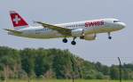 SWISS A320-214 HB-JLR bei Landung an Maribor Flughafen MBX. /3.6.2012