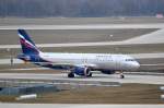 Aeroflot Airbus A320 VP-BQW rollt nach der Landung in Mnchen Franz Josef Strau zum Gate.Aufgenommen am 08.04.13