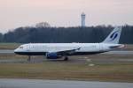 Blue Wings Airbus A320 D-ANNB nach der Landung in Hamburg Fuhlsbttel am 03.03.09