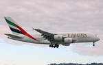 Emirates Airways, A6-EOB, Airbus A380-861, msn: 164, 15.Januar 2024, ZRH Zürich, Switzerland.