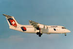 Crossair, HB-IXV, BAe Avro RJ100, msn: E3274, Januar 2000, ZRH Zürich, Switzerland. Scan aus der Mottenkiste.