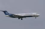 100 Eine Fokker F100 der Montenegro Airlines mit der Kennung 4O-AOK aufgenommen am 04.04.09 am Z�richer Flughafen.