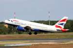 A319 British Airways A 319-131 G-EUPT beim Start in Berlin-Tegel am 14.06.009