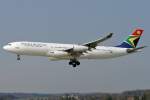 A340 South African Airways Airbus A340-211, bei einer der letzten Landungen auf Rwy 14, bevor die Liniendienste nach Z�rich eingestellt wurden