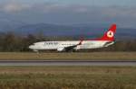 Turkish Airlines Eine Boeing B 737-8F2 der Turkish Airlines mit der Kennung TC-JGJ (Taufname Aydin) aufgenommen am 03.01.2010 auf dem Flughafen Basel-M�lhausen-Freiburg (BSL)