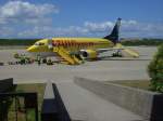 737 Tuifly mit Werbung Halle-Leipzig auf dem Flughafen Rijeka/Krk vor ...
