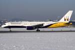 757 Monarch,G-MONK, Boeing, B757-2T7, 16.01.2010, SZG, Salzburg, Austria 

