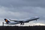 Lufthansa Airbus A340-300 D-AIGV Dinslaken beim Start in Hamburg Fuhlsb�ttel ...