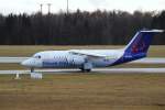 rj-70-85-100 Avro Regjet RJ100 OO-DJY der Brussels Airlines kurz nach der Landung in Hamburg Fuhlsb�ttel am 14.03.10