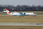 dusseldorf-dus Dash 8-400Q OE-LGB von Austrian arrows landet am 9.3.2010 in D�sseldorf.
