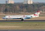 berlin-tegel-txl Austrian Arrows Fokker 100 OE-LVJ in Sonderbemalung kurz nach der Landung in Berlin-Tegel am 02.04.2010
